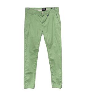 Scotch & Soda Mens Slim-Fit Green Chino Pants 29/32 Organic Cotton Stretch Casua